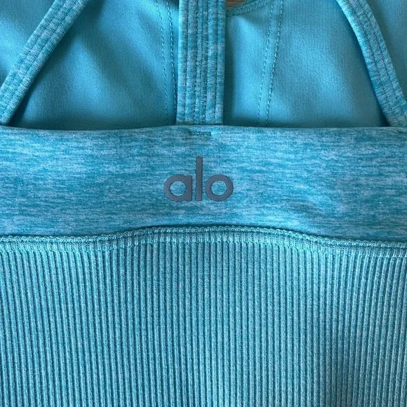 Alo Yoga Alosoft Lavish Bra Blue Quartz Heather Small - Picture 7 of 8